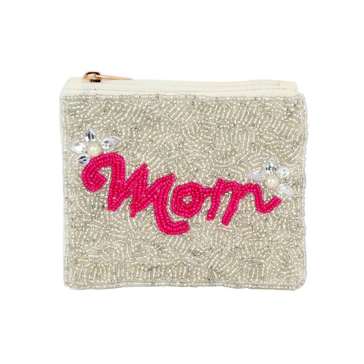 Sensibling Corp. - Wholesale Coin Purse - Women's - MOM Message Seed Beaded Mini Pouch Bag