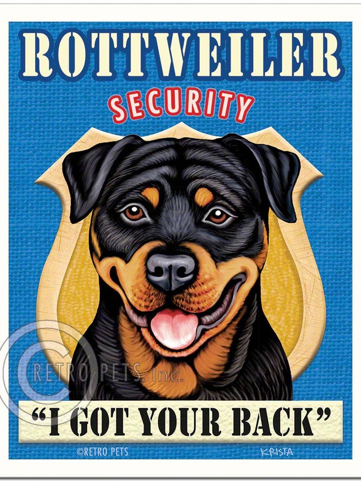SE-103 8x10 Imprimer « Rottweiler Security » pour la vente par Retro Pets