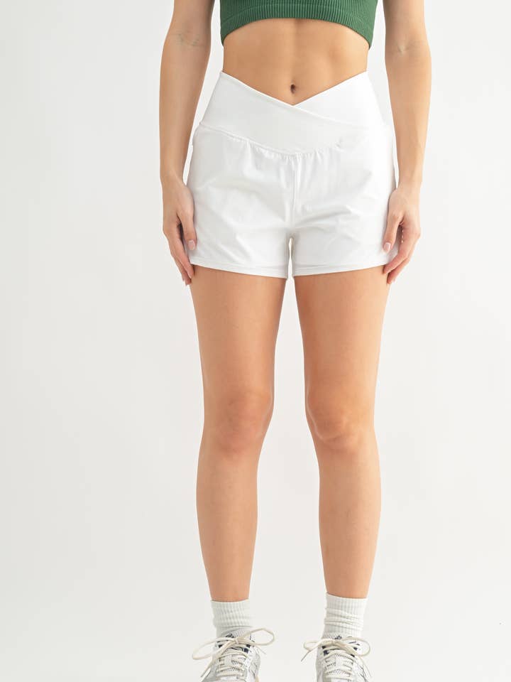 Mono B - Wholesale Athletic Shorts - Women's - Crossover Waist Running Shorts