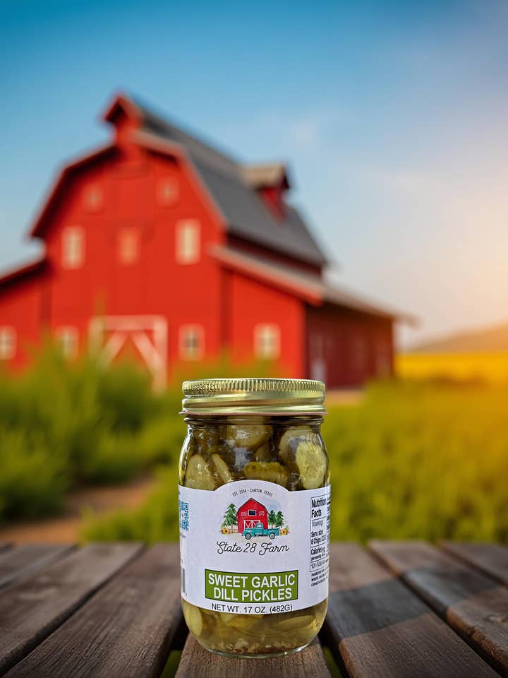 Sweet Garlic Dill Pickles - 17 oz for wholesale by State 28 Farm