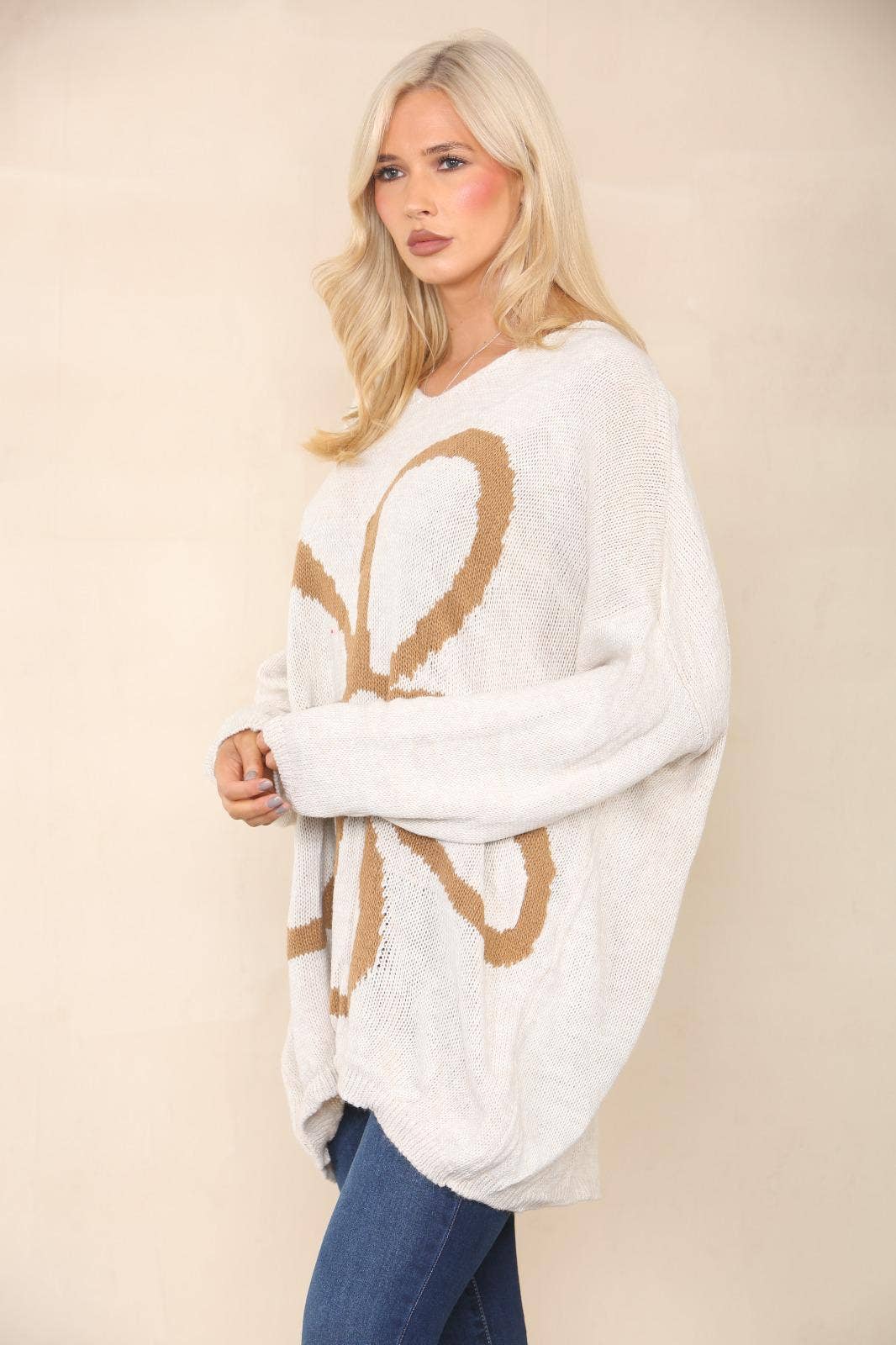 Miss Bold - Wholesale Tunic Sweater - Women's - Italian Oversized Floral Print Knitted Jumper Top1