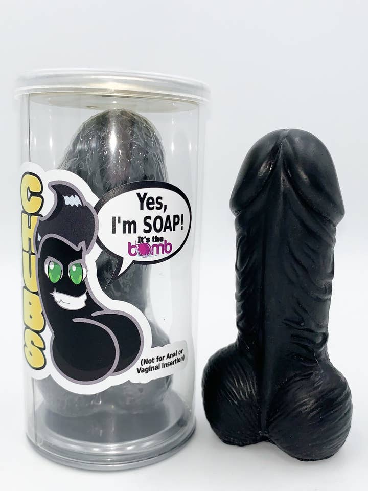 4 Chubs Penis Party BLACK Soaps in Cute Pop-Top Gift Cans for wholesale by It's the BOMB®