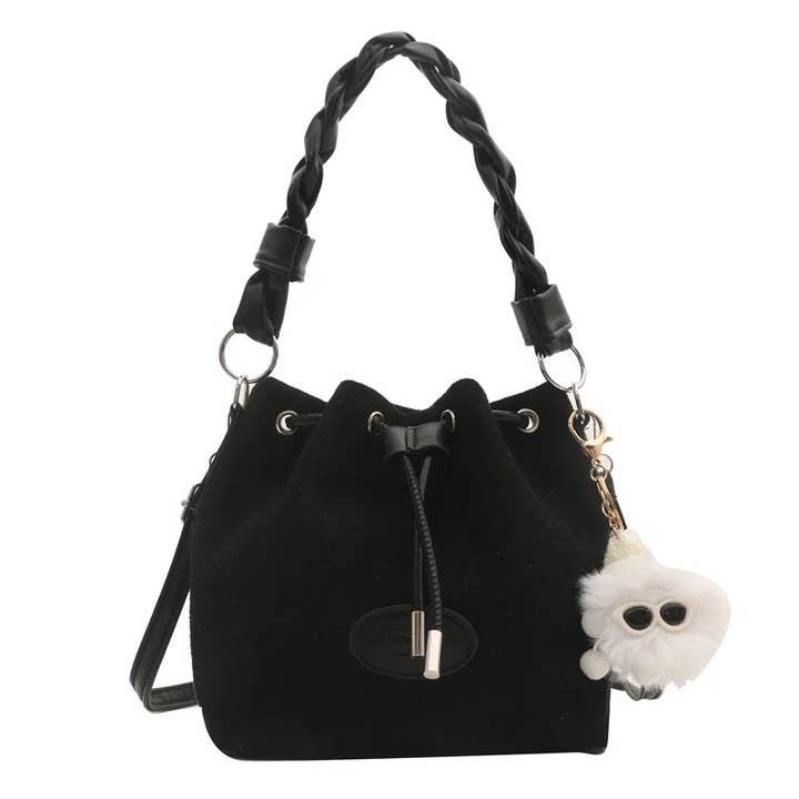 BBTOHOUSE - Wholesale Shoulder Bag - Women's - Fashion Drawstring Solid Color Large Capacity Single Shoulder Bucket Bag