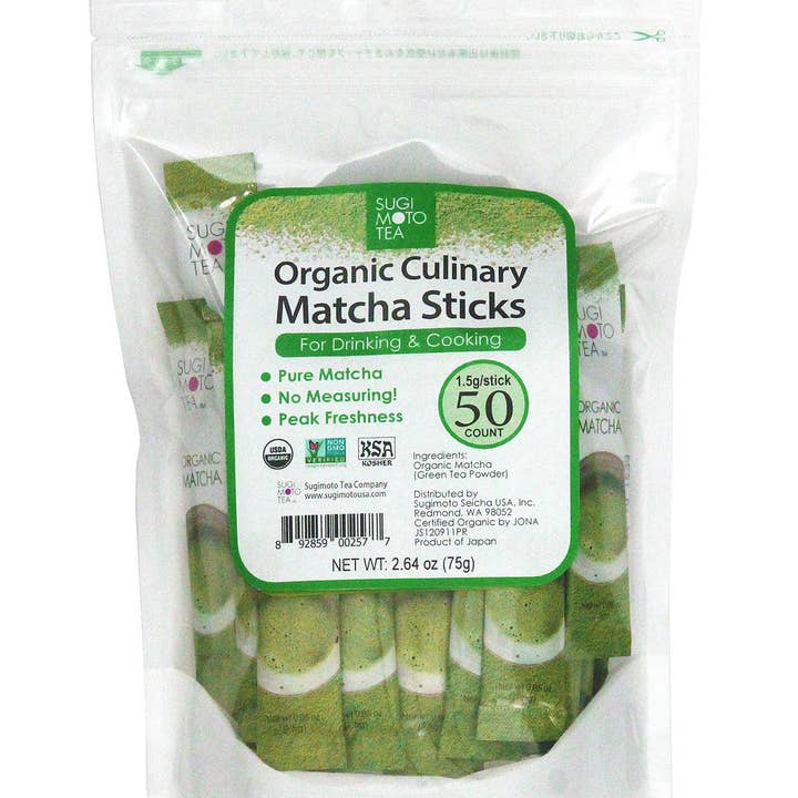 Organic Culinary Matcha Sticks 50 counts, 1.5g Sticks for wholesale by Sugimoto Tea Company