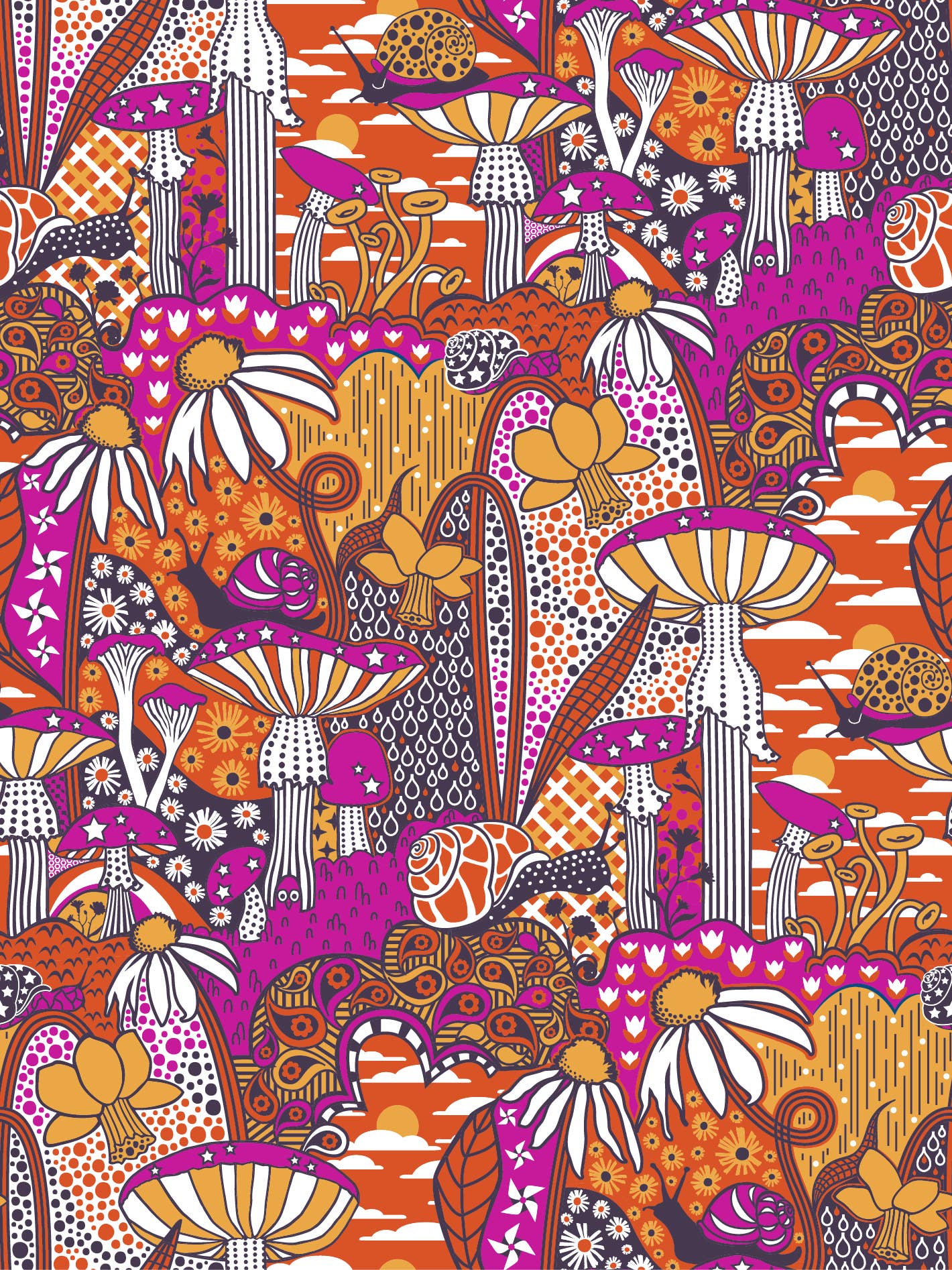 Blue Platypus - Vente Robe – femme - Mini Muumuu Champignon Coucher de Soleil8