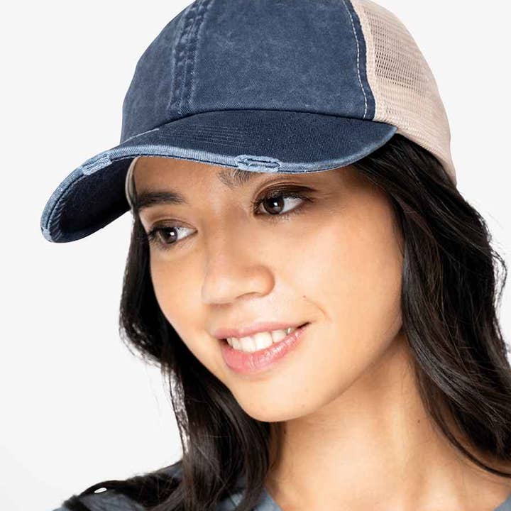 Pierre Francis - Vente Casquette de camionneur – femme - Native Spirit - Casquette Trucker Destroy lavée