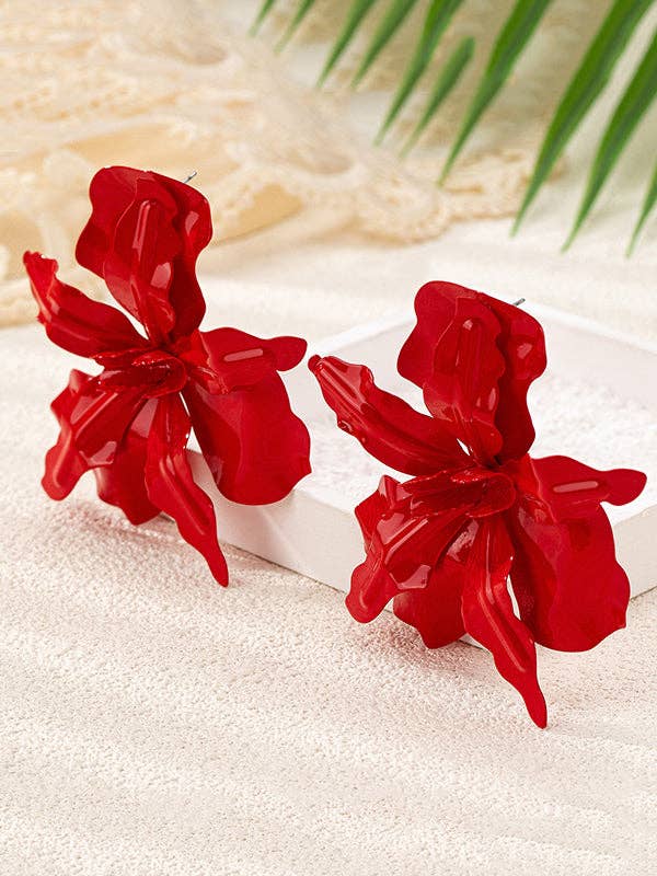 Red Flower Shape Drop Earrings for wholesale on Faire3