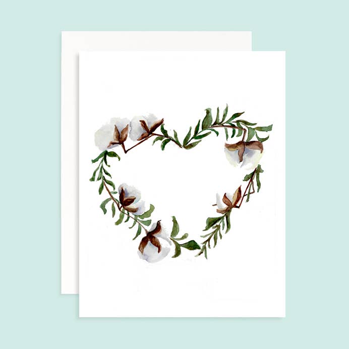 Cotton Heart Greeting Card for wholesale by Grace Langdon Art