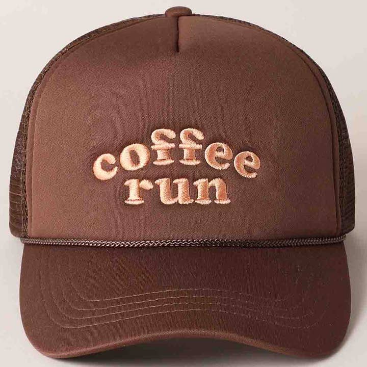Fashion City - Wholesale Trucker Hat - Women's - Coffee Run Embroidered Trucker Cap