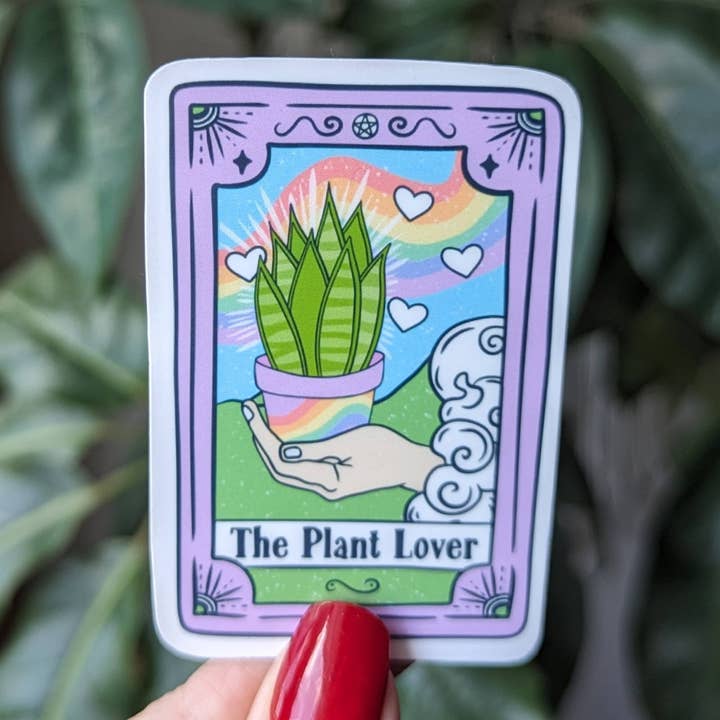 The plant lover, tarot card vinyl sticker for water bottles for wholesale by Moonlit Creations