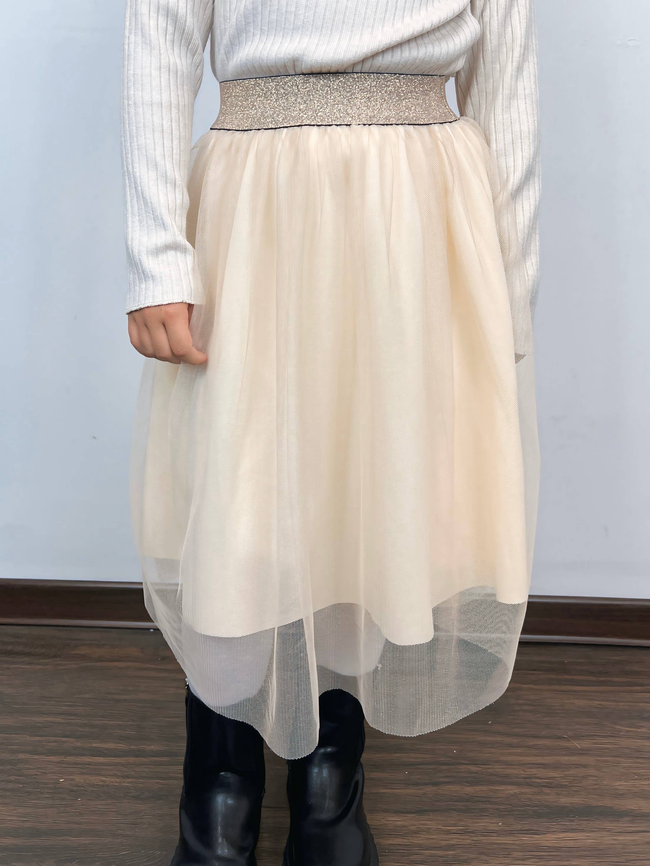 MINI MIGNON PARIS - Vente Jupe – enfant - Jupe longue en tulle à ceinture brillante pour fille0