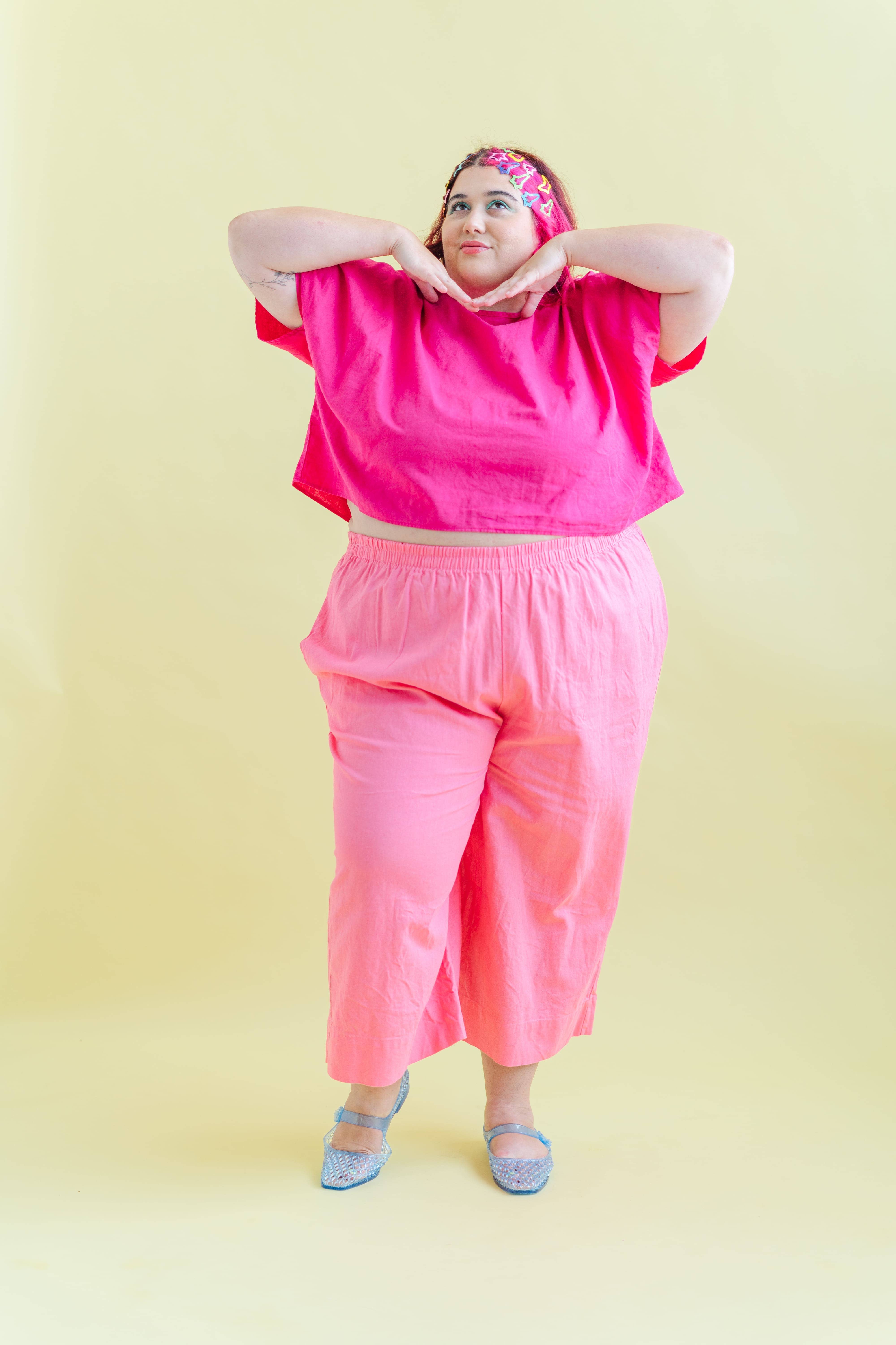 Nettle Studios - Wholesale Pants - Women's - Size Inclusive Plus Size Wide Leg Pant Bubblegum Pink Linen29