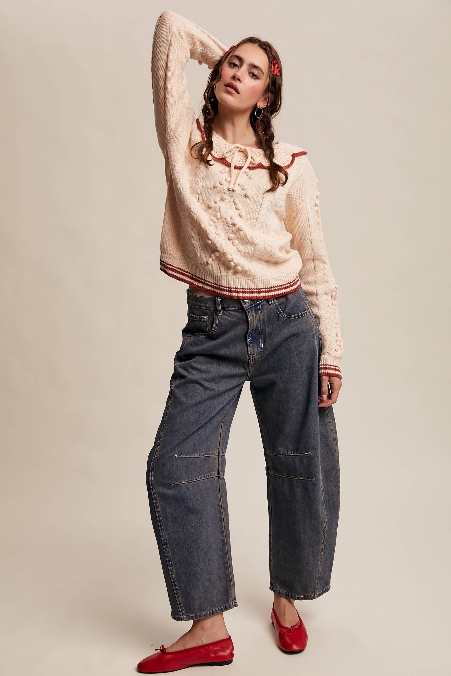 Listicle - Wholesale Knit Sweater - Women's - Pom Pom Cable Knit Sweater29