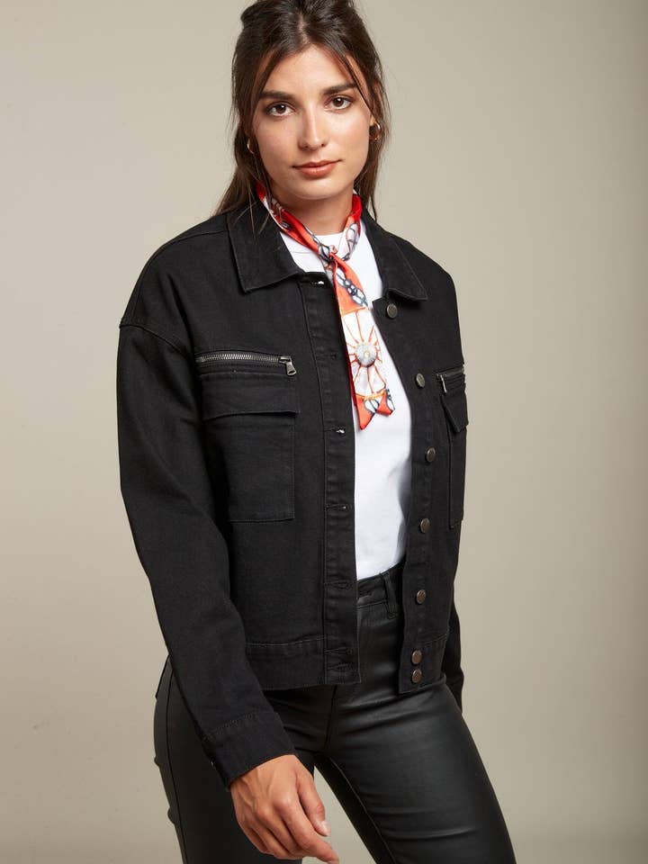 Blouson denim noir - Fred for wholesale by Toxik3