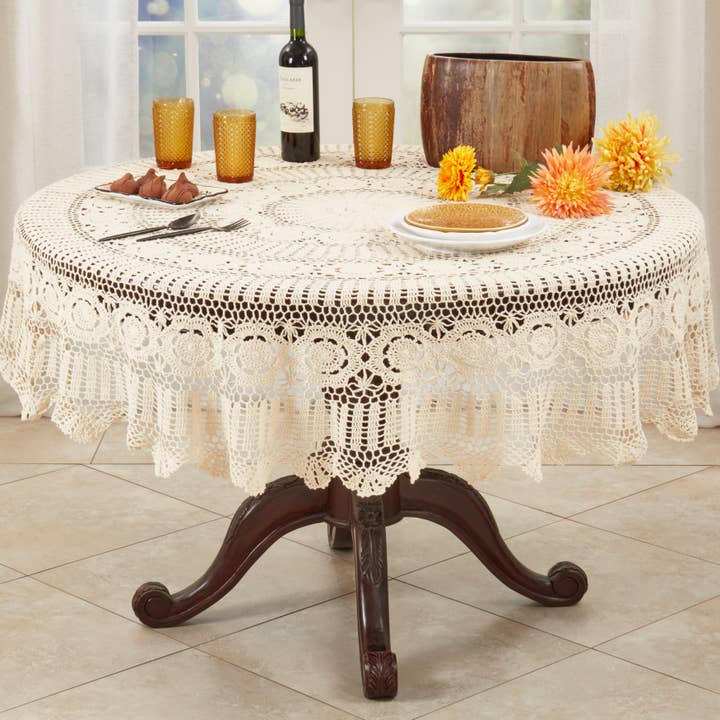 Saro Lifestyle - Wholesale Tablecloth - Crochet Tablecloth4