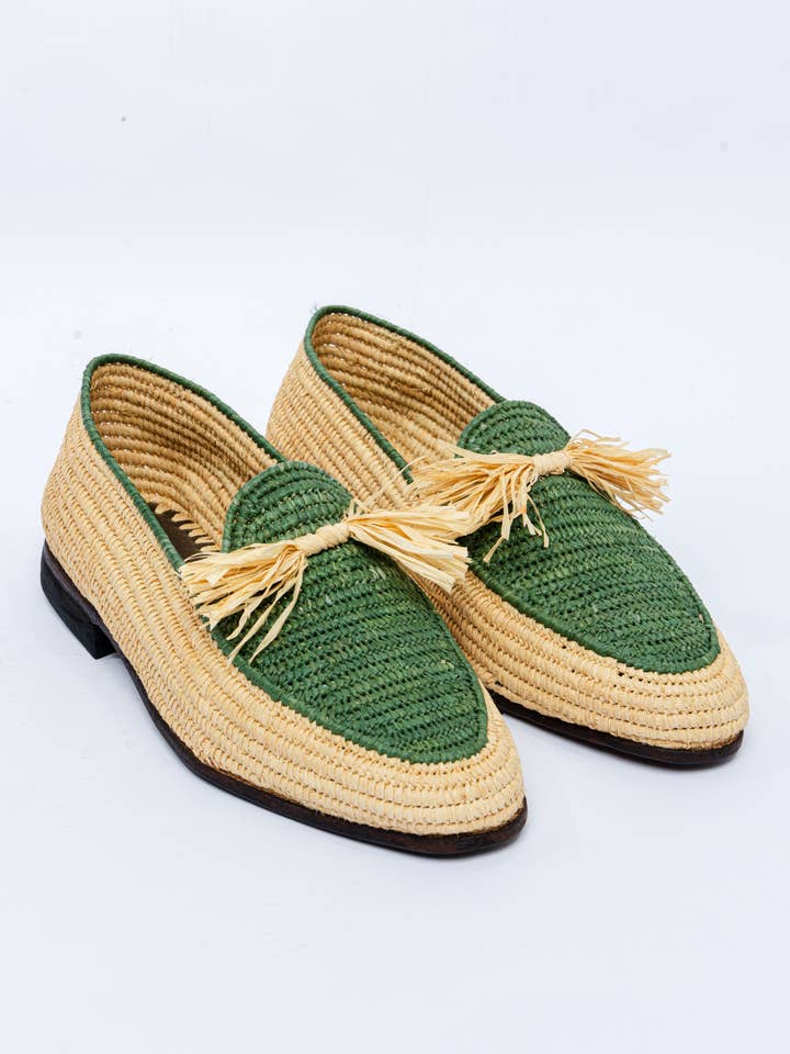 Herre Håndvævet Raffia Loafer – Natur & Grøn for engroshandel hos isli and tisli