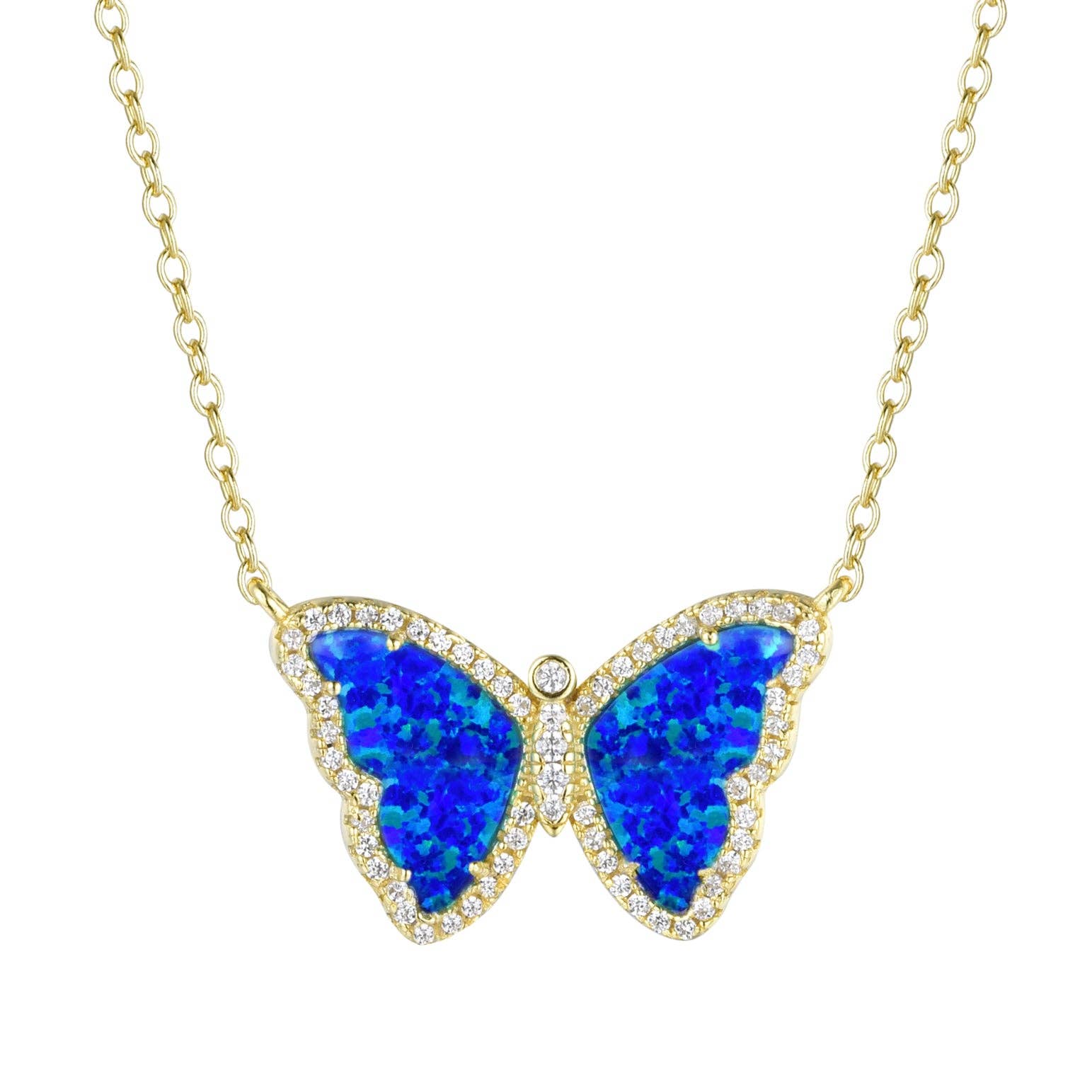 Kamaria Jewelry - Wholesale Pendant/Charm Necklace - Opal Butterfly Necklace With Crystals70