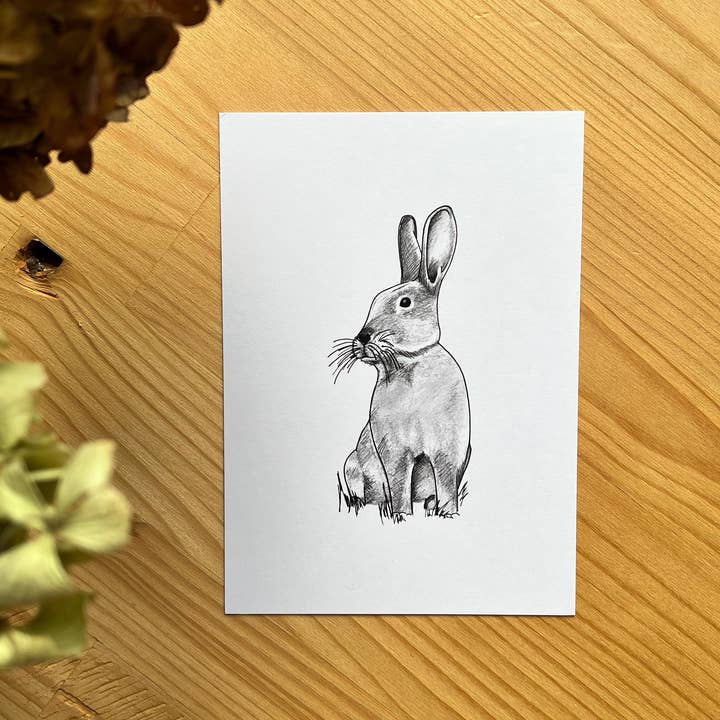 Postcard "Rabbit" (10.5 x 14.8 cm) for wholesale by Maëlle LESAGE