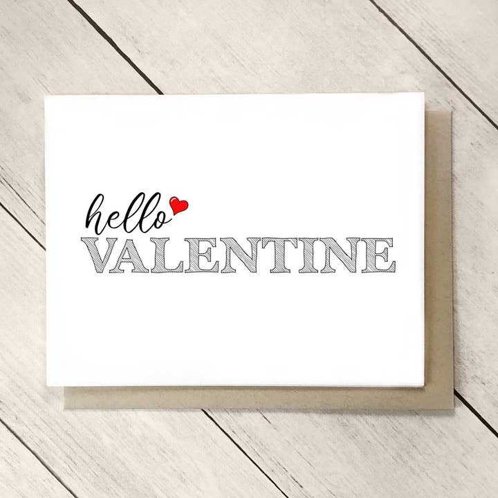 Valentine’s Day Card Hello Valentine for wholesale by Inked Daisy Designs