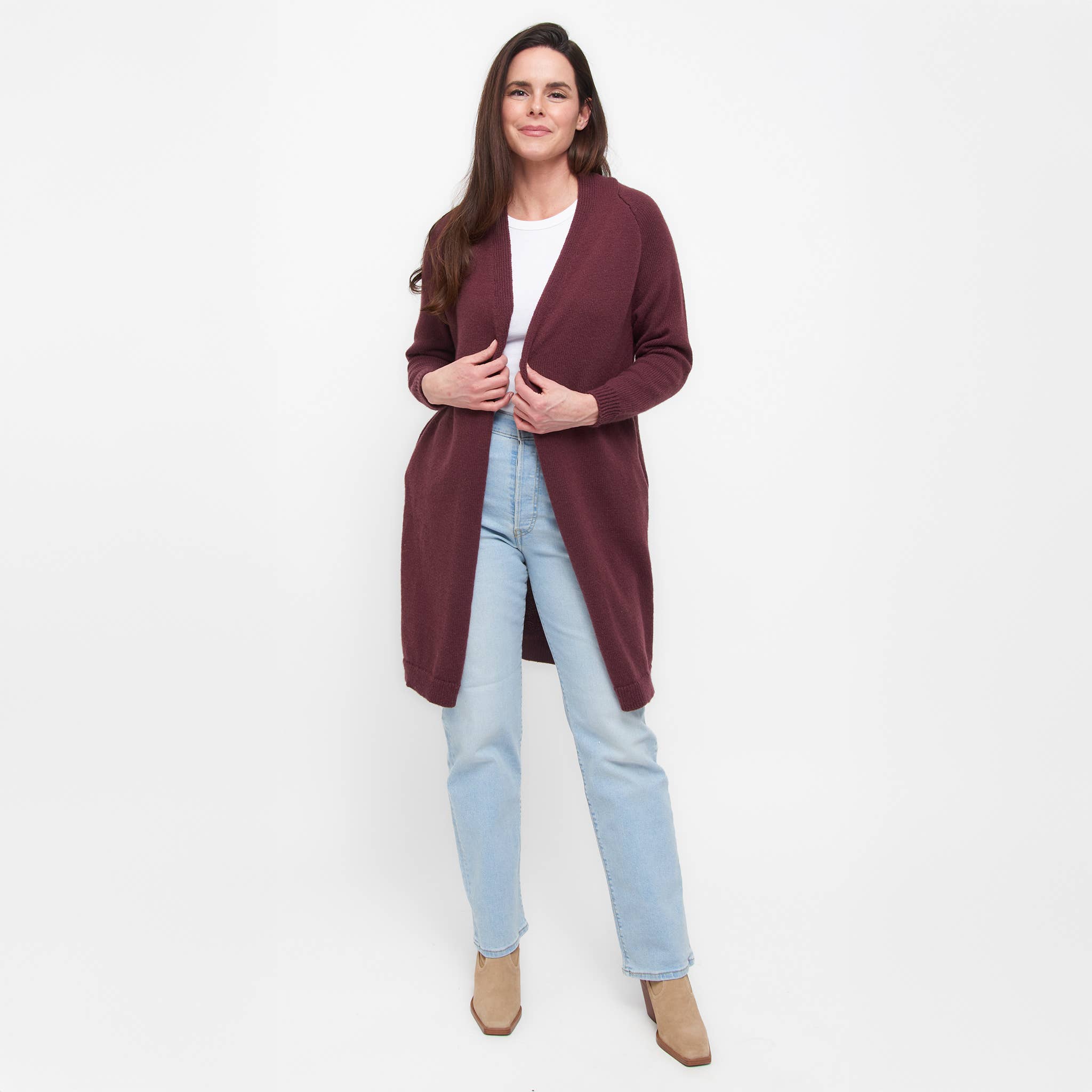 Elsie & Zoey – Cardigan - Mulher por atacado – Cardigã de Malha Madison Aberto à Frente com Malha Escovada e Manga Comprida6