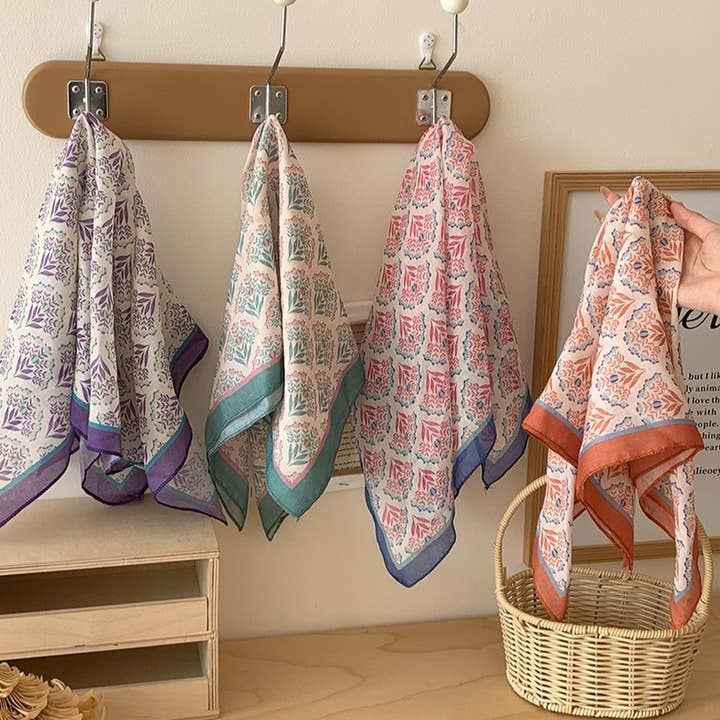 Sweet Floral Geometric Print Bandana for wholesale by MKS America