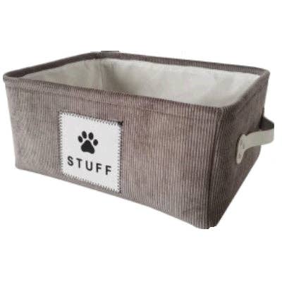 GreatBuy.com - Wholesale Pet Toy Bin - RECTANGULAR GRAY CORDUROY PET STORAGE BIN C/P 12
