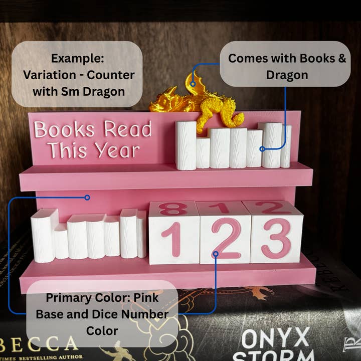 The Printed Maniac - Wholesale Decorative Tabletop Object - Books Read Counter: Bookworm Decor with Dice - Track Reading2