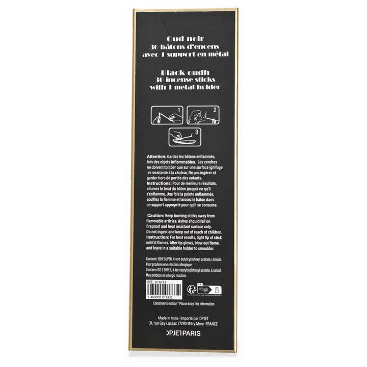 Opjet Paris – wholesale Incense – Sublime Black Oud Incense Sticks With Stand
