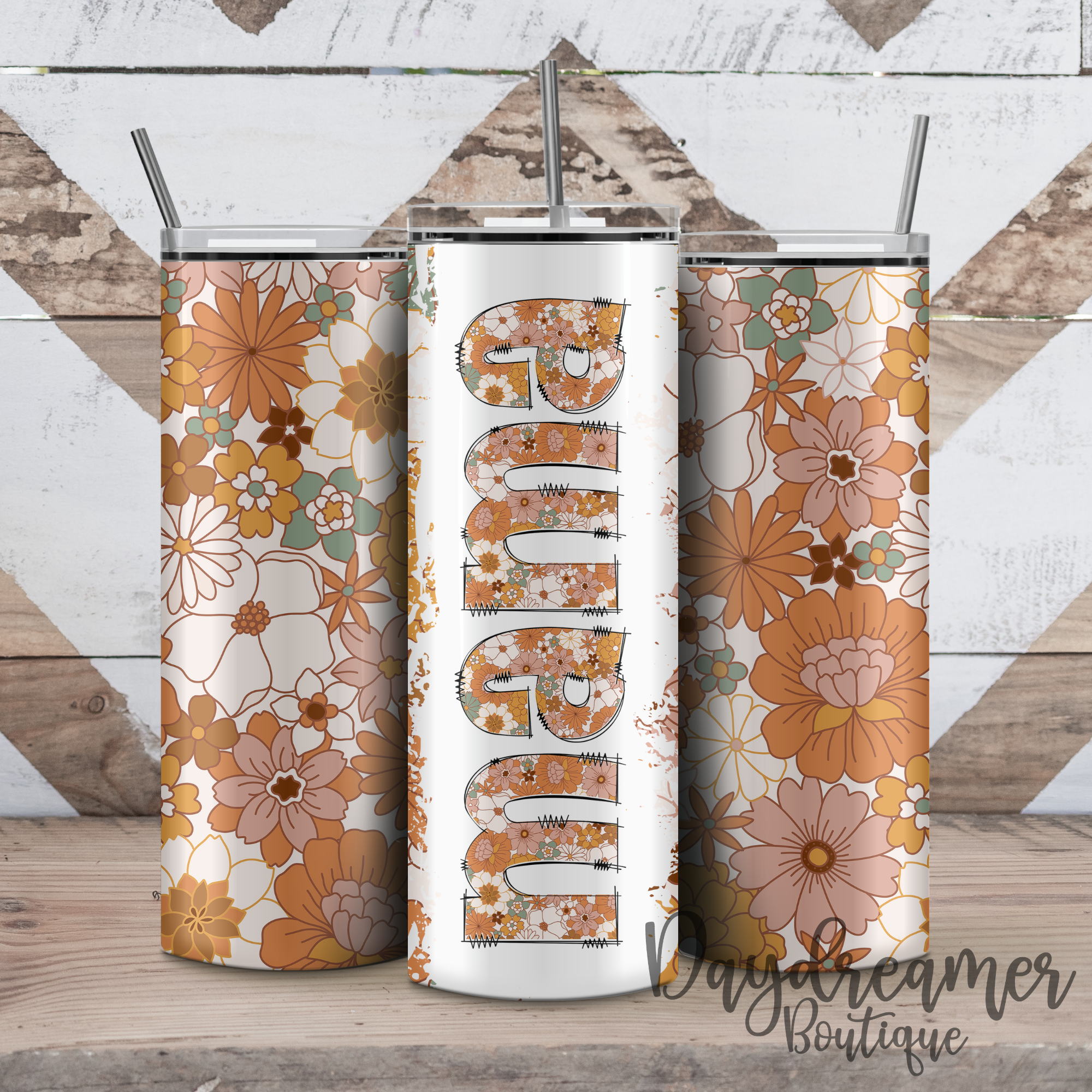 Daydreamer Designs - Wholesale Insulated Mug/Tumbler - Muted Floral Mama Tumbler1