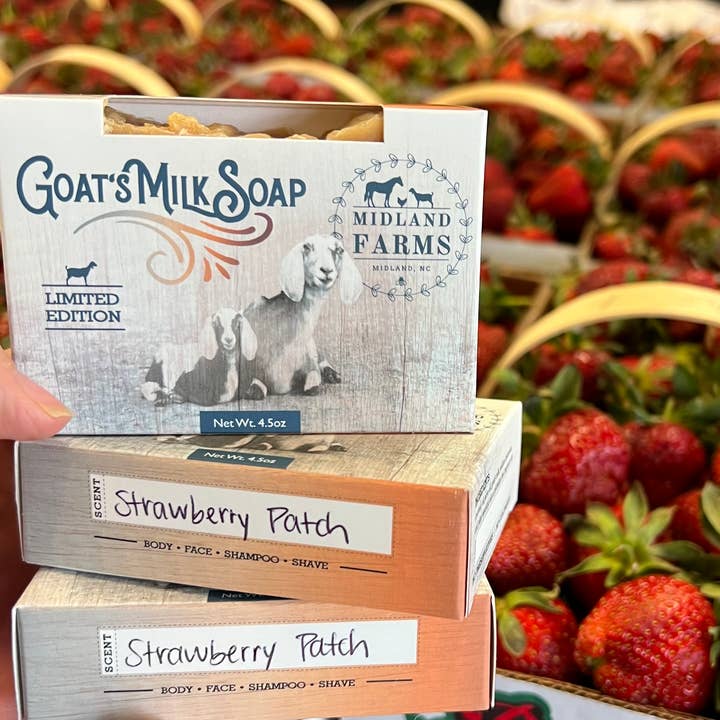 Strawberry Patch Goat's Milk Soap - Limited Edition for wholesale by Midland Farms Goat Milk Soap