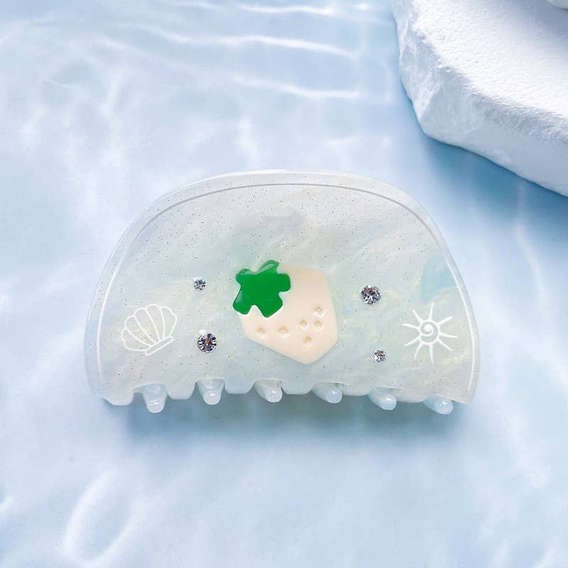 SoapElenGlen - Vente Pince à cheveux – femme - Pince à cheveux étoile de mer bleu rêveur, pince à griffes de plage d'été0