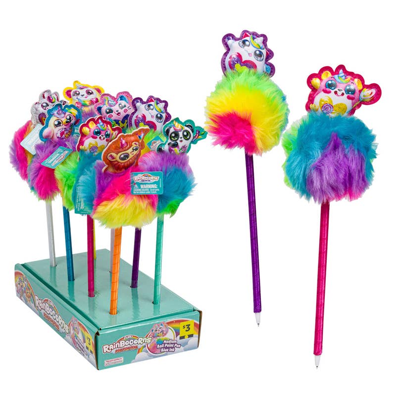 Deluxe Import Trading – wholesale Pen – Zuru Rainbocorn Pom Pom Pens - 9'' - Blue Ball Point Pen0