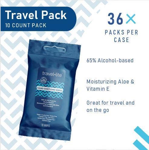 LA Fresh - Vente Désinfectants pour les mains - Lingettes désinfectantes pour les mains Travel Lite à 65 % d'alcool - 10 ct Soft Pack8