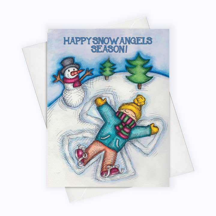 NON-DENOMINATIONAL HOLIDAY CARD | Snow Angels Card for wholesale by About A Cloud Stationery & Gifts