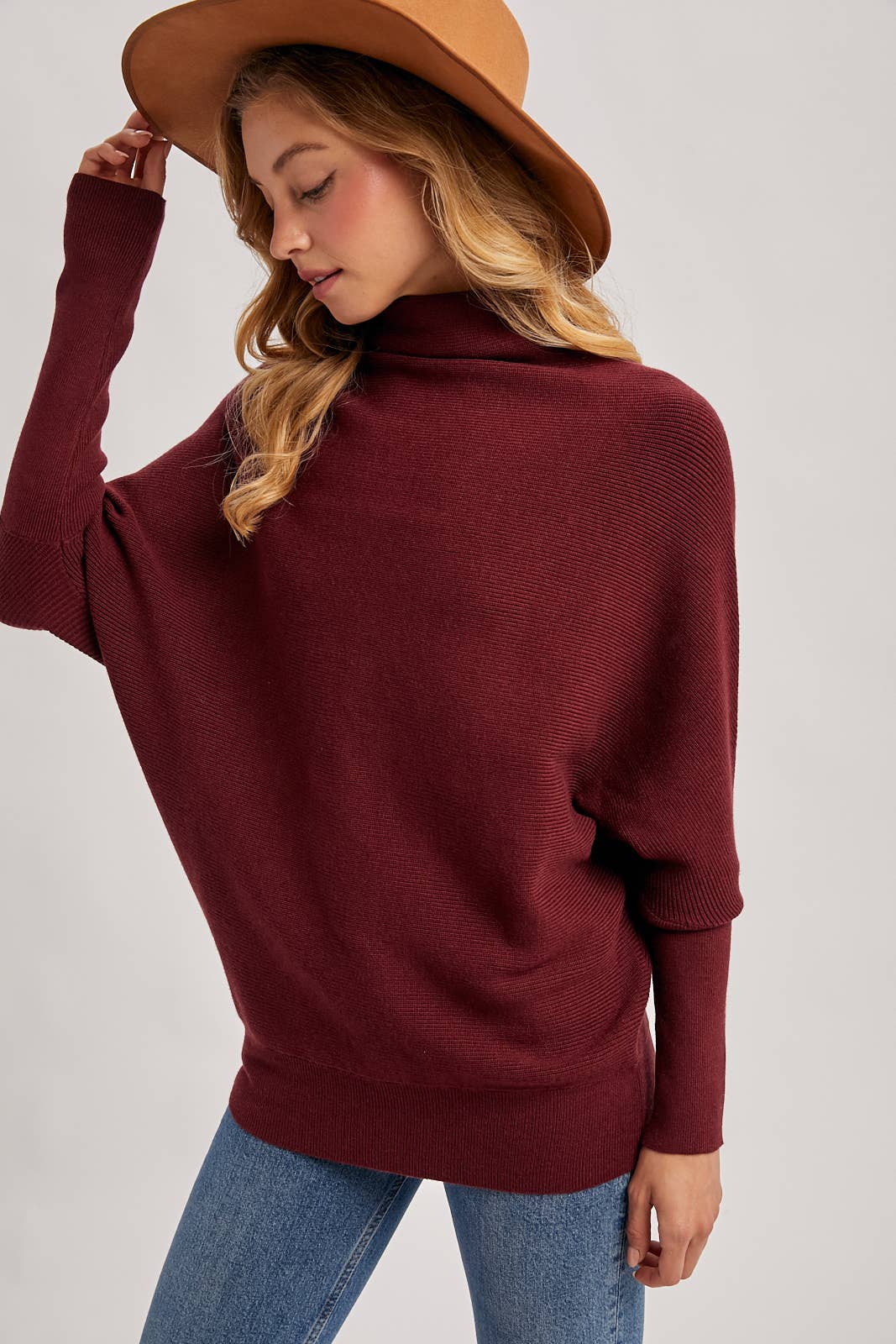 Bluivy - Wholesale Knit Sweater - Women's - SLOUCH NECK DOLMAN SLEEVED PULLOVER60