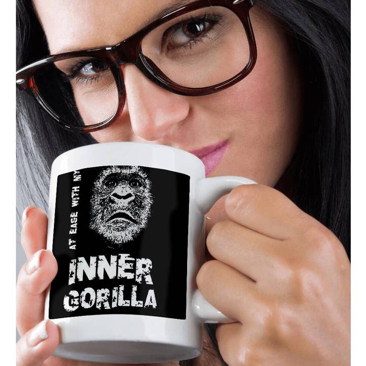 3dRose - Wholesale Coffee Mug - 3dRose, Gorilla portrait with At Ease With My Inner Gorilla text, Mug9