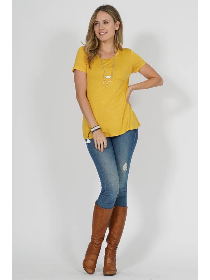 42POPS - Wholesale T-Shirt - Women's - ",._ Chest Pocket Slim Scoop Neck Tee6