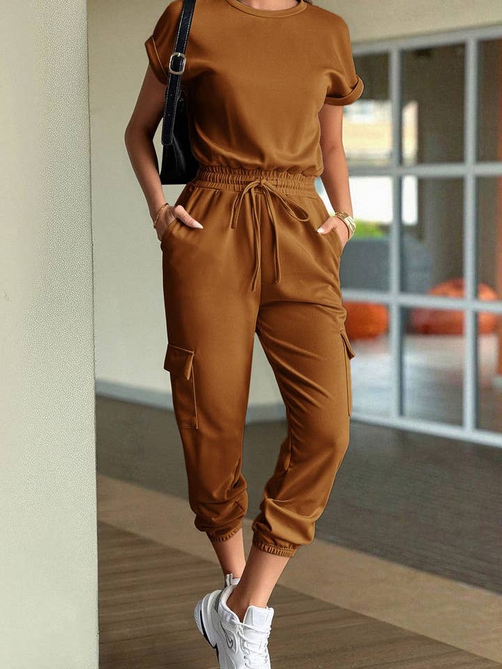 NINEXIS - Wholesale Top & Pant Set (NOT Loungewear) - Women's - CWSTB00444_SOLID CASUAL SHORT SLEEVE TEE & SHORTS SET12