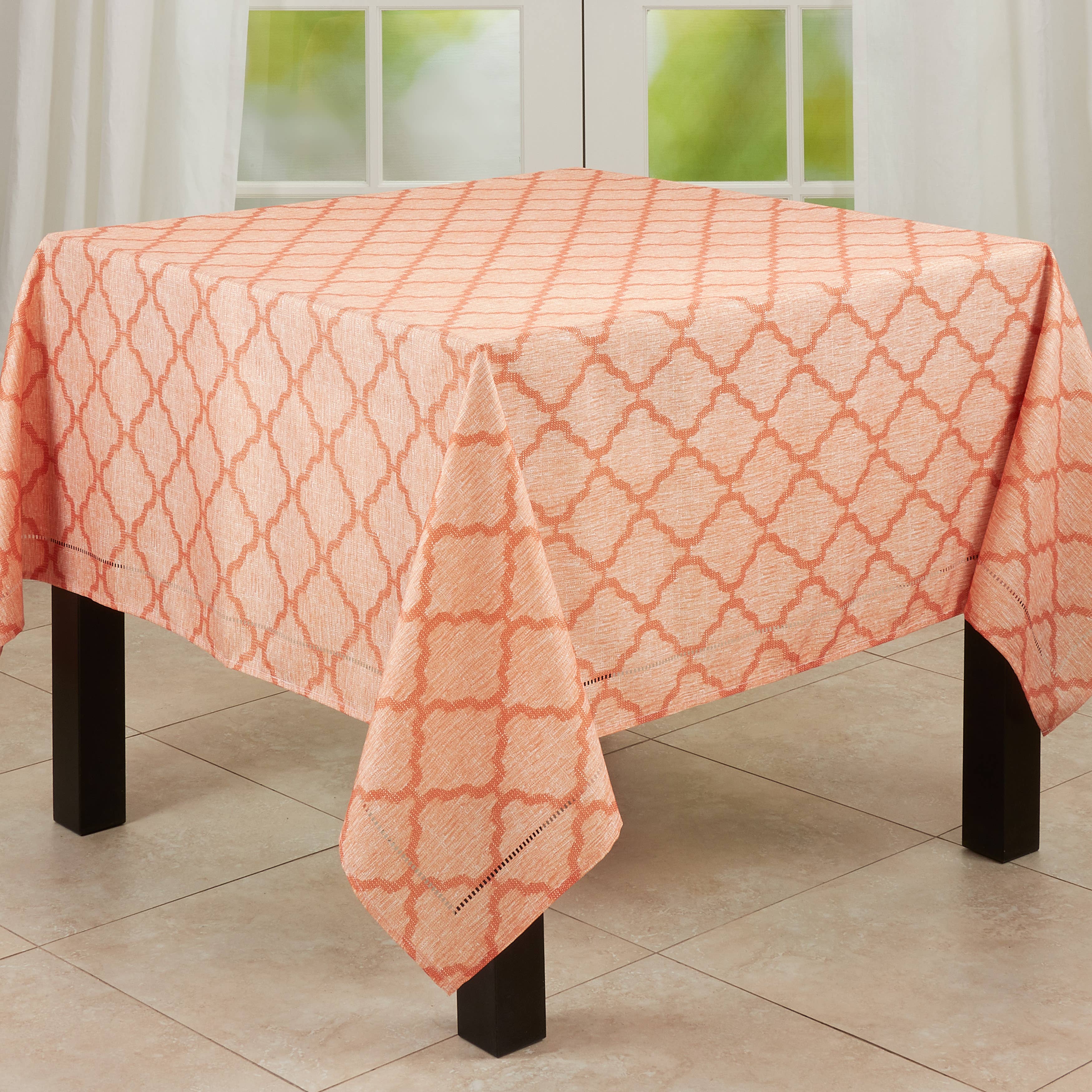 Saro Lifestyle - Wholesale Tablecloth - Moroccan Laser-Cut Hemstitch Tablecloth1