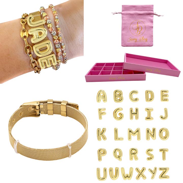 Savvy Bling - Wholesale Charm/Dangle Bracelet - Bubble Initial Custom Word Name Watch Charm Bracelet 1
