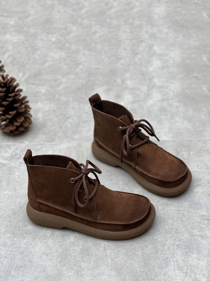 StyleGalX – wholesale Stövletter – Baby – Kvinnors vintersolida band äkta läder lågklackade stövlar