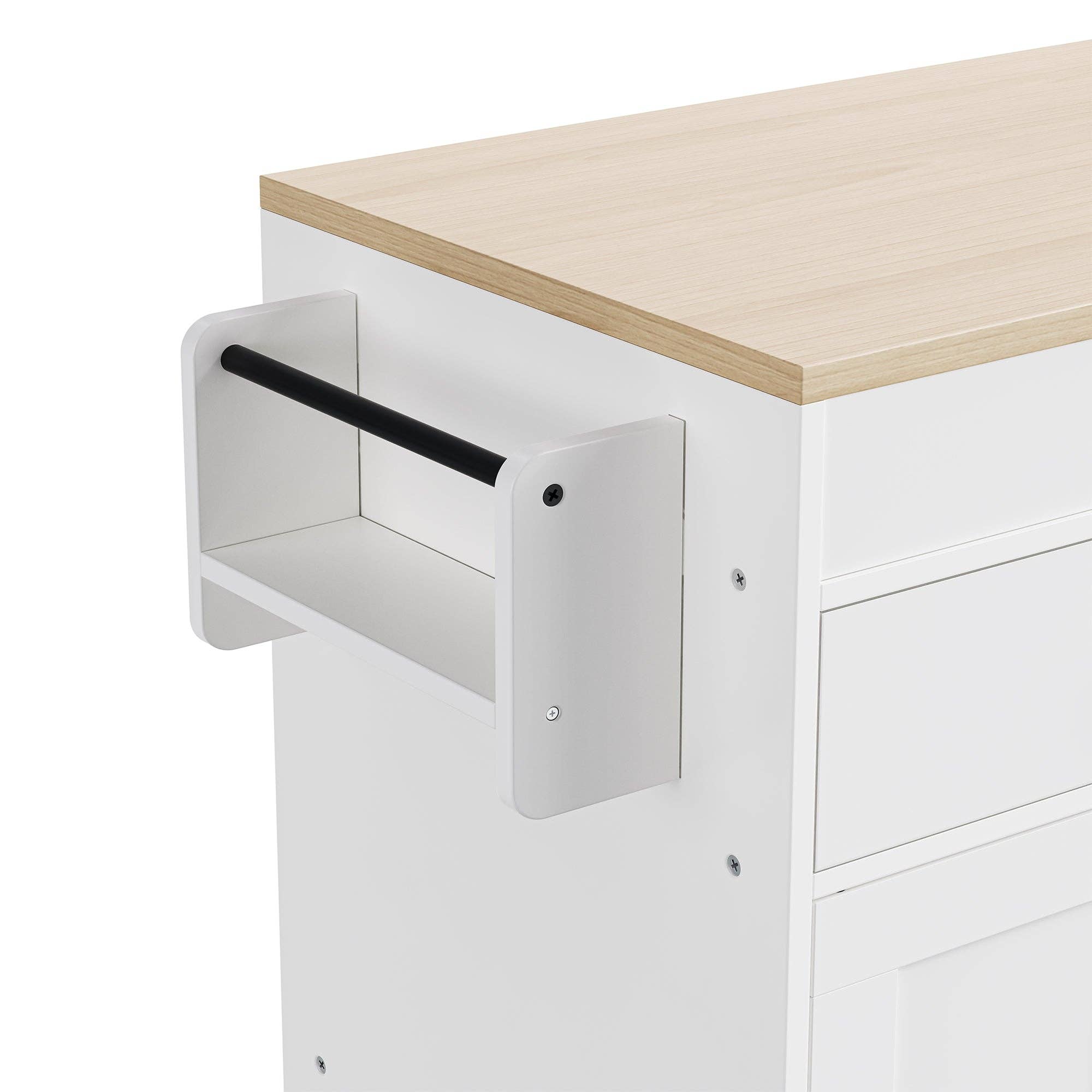 HOMYCASA DESIGN INC - Wholesale Kitchen Storage/Organizer - K&K 74.5 inch Kitchen Island with Extendable Dining Table , Rolling Kitchen Island on Wheels with Spice Rack and 2 Drawers,  Kitchen Storage Cart with 4 Door Cabinet, for Kitchen, Dining Room, White24