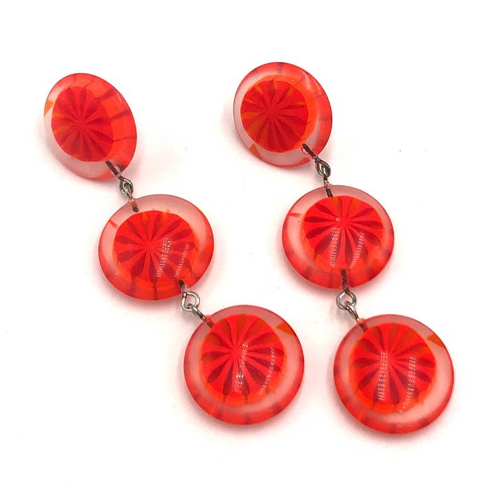 Orange Slice oorbellen met drie stippen en citrusvruchten voor wholesale door Leetie Lovendale