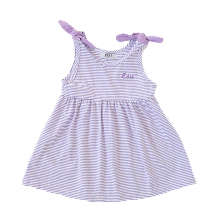 Sleeveless Striped Dress, Lilac for wholesale by Stitch Monograms