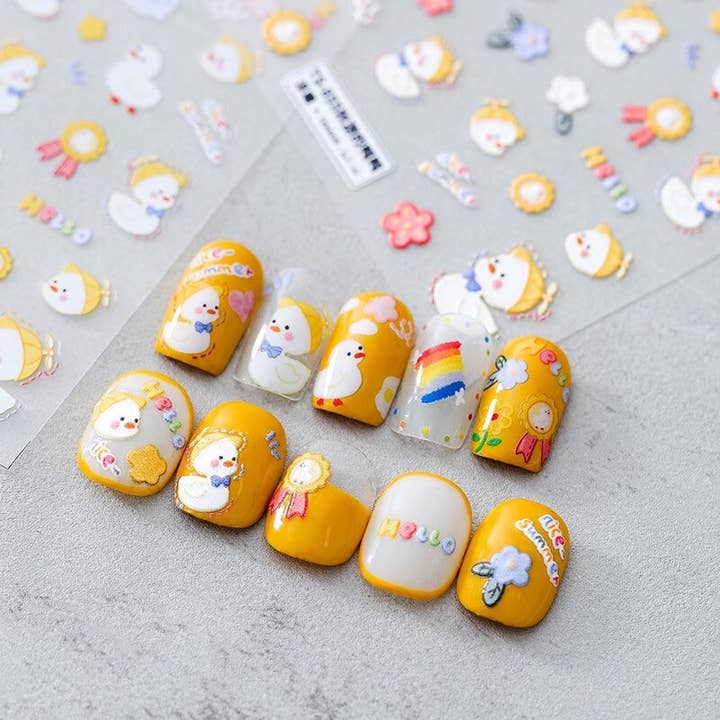 Hello Claws | Kawaii Duck Nail Deco Sticker for wholesale by LULUFUNSTUDIO