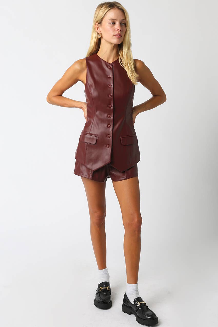 Olivaceous - Wholesale Button Down Shirt - Women's - Jenna Pu Button Top8