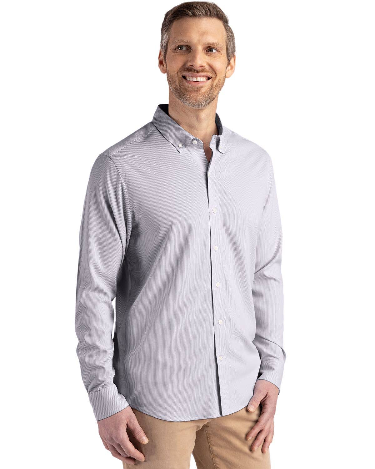 Cutter & Buck - Wholesale Button Down Shirt - Men's - Cutter & Buck Skyline Eco Pinstripe Big & Tall Dress Shirt2