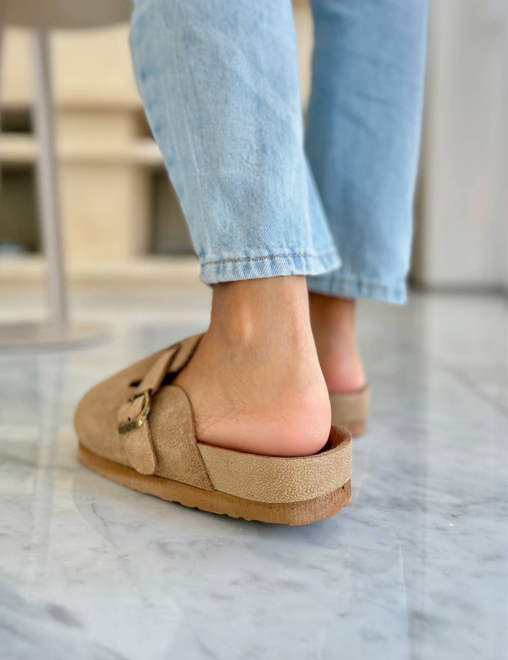 PMK SHOES - Wholesale Clogs - Women's - Teli - Latte - Suede Leather Clog Handmade in Argetina3