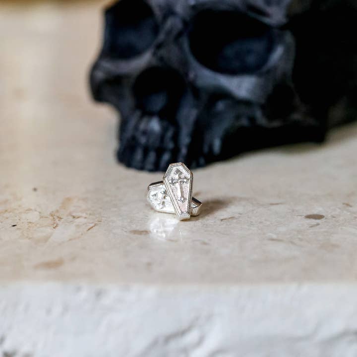 The Gilded Witch - Wholesale Stud/Post Earrings - Coffin Studs - Gold and Silver: Halloween Vampire Gothic2