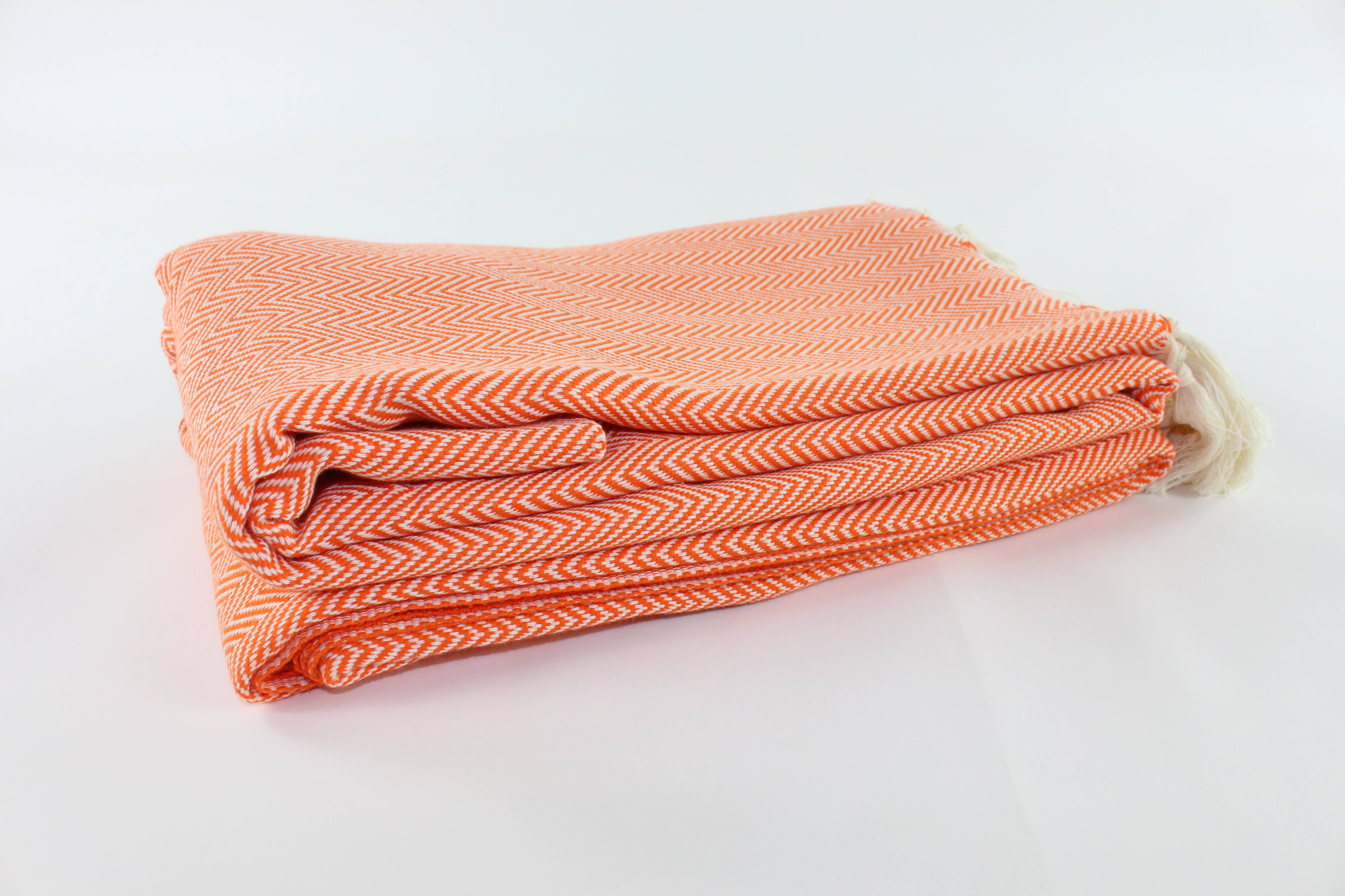 Orange Premium Turkish Herringbone Pattern Blanket for wholesale on Faire3